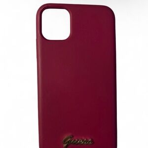 Guess Burgundy Silicone Phone Case with Gold Logo
